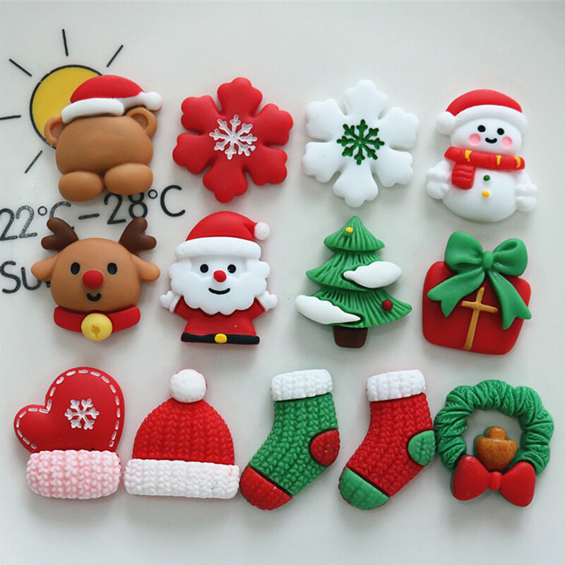 10PCS Christmas Stocking Series Resin Flat Back Cabochons For Hairpin Scrapbooking DIY Jewelry Craft Decoration Accessories