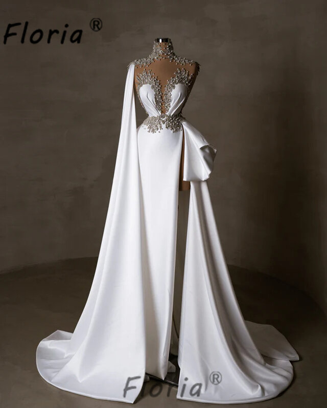 Женское свадебное платье с разрезом, блестящее платье с юбкой-годе со шлейфом и бусинами, платье для особых случаев, Средний Восток