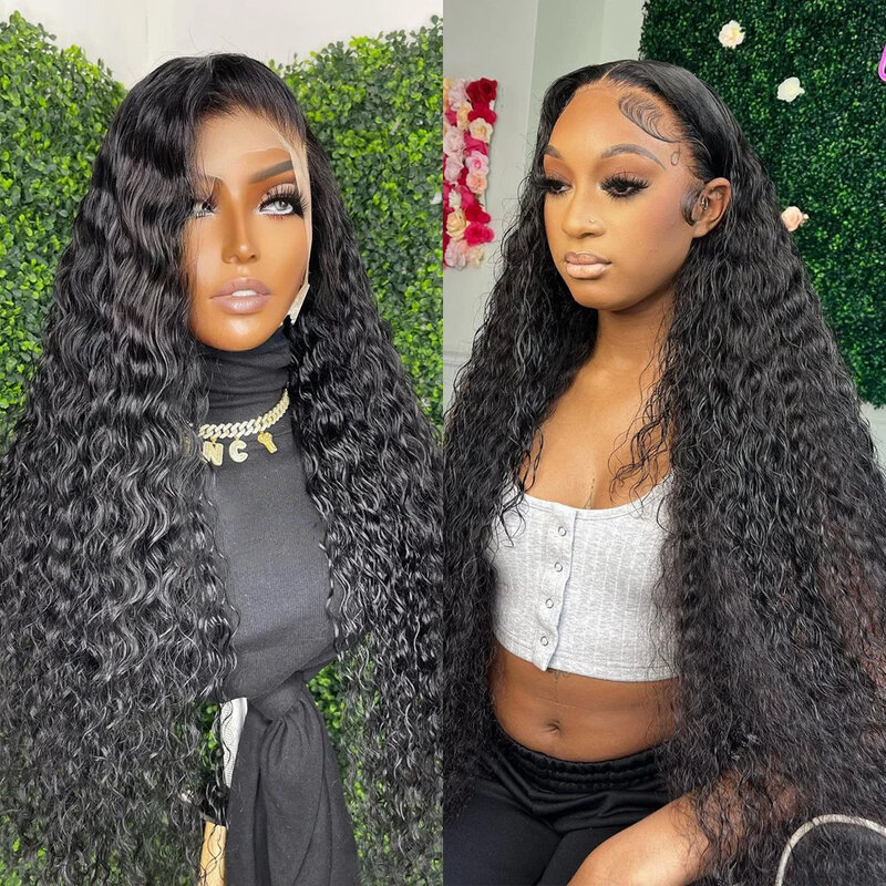 180% Glueless Deep Wave Frontal Wig 13x4 Curly Lace Front Human Hair Wig 7x5 Lace Closure Glueless Wig Wear And Go Pre Plucked