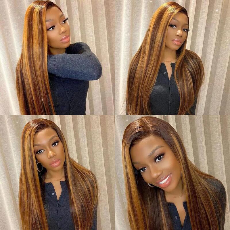 N.L.W P4/27 Color Lace front human hair wigs 13*4 short Bob straight human wigs 20inch frontal hair for women 180% density