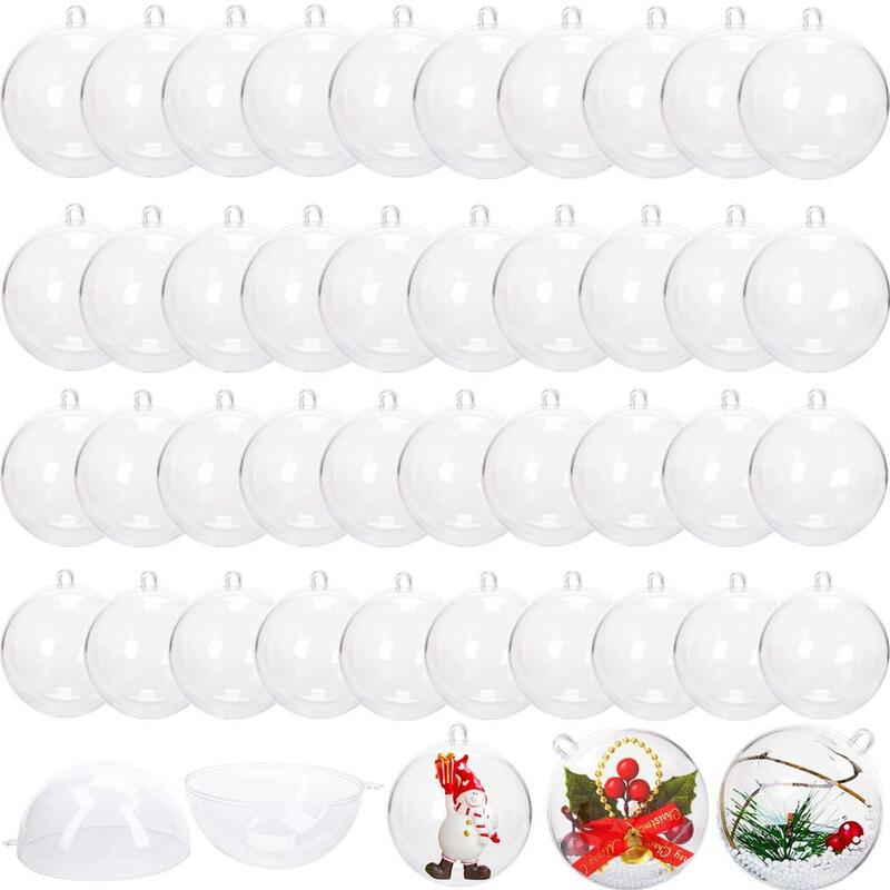 Christmas Transparent Ball Plastic Fillable Baubles Ball For Xmas Tree Ornaments Hanging Pendants Wedding Party New Year Decor