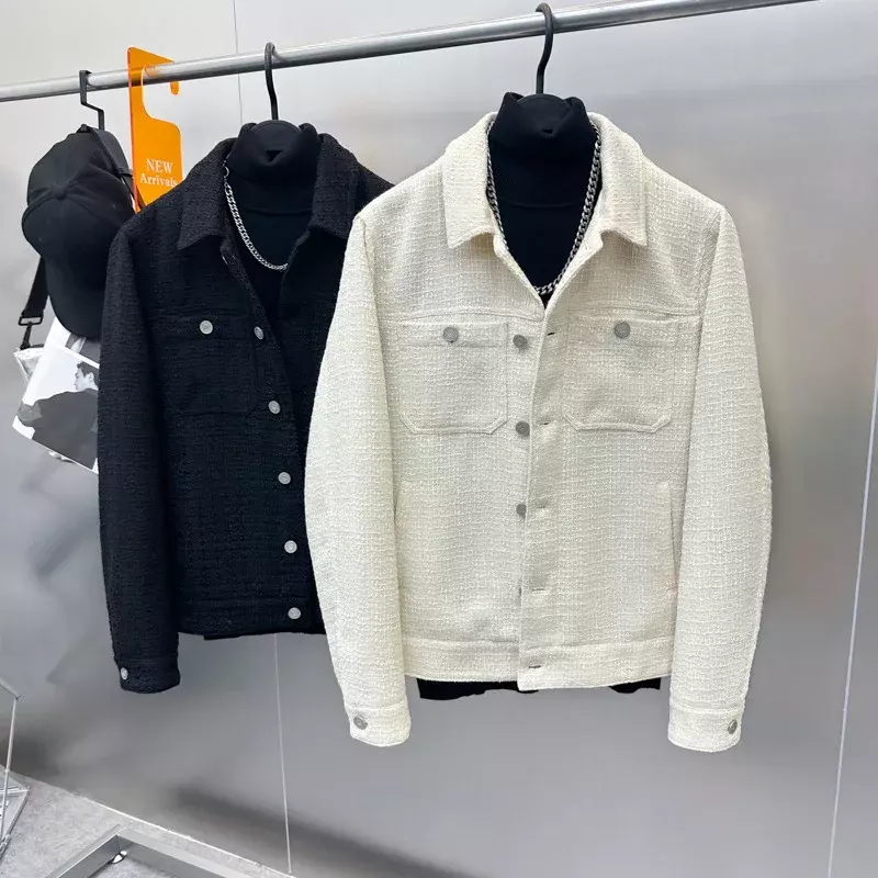 Men's autumn and winter new small fragrant style lapel jacket fashion casual loose woolen brand jacket
