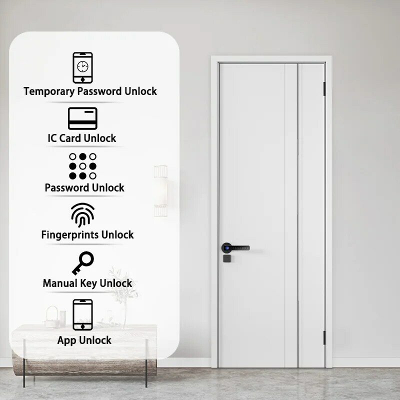 Smart Fingerprint Door Lock Handle, Casa, Casa, Apartamento, Cartão Chave, Digital Door Lock, Teclado, Entrada Keyless, Fechadura Eletrônica