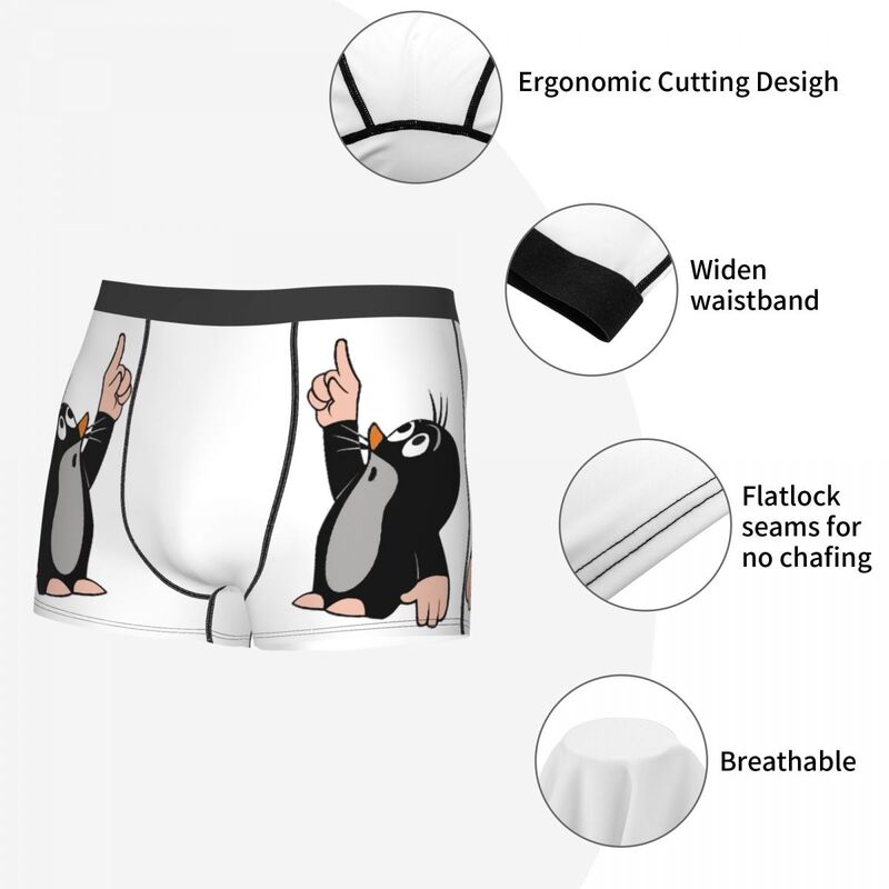 Cuecas Boxer Krtek Little Maulwurf para homens, cuecas altamente respiráveis, shorts estampados em 3D, presentes de aniversário, qualidade superior