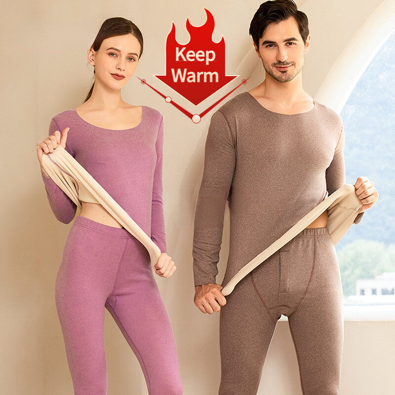 Winter Man Outdoor Sport Warm Fleece Lingerie Sexy Thermal Underwear Set for Seamless Thin Long Johns T-Shirt Heating Tight Suit