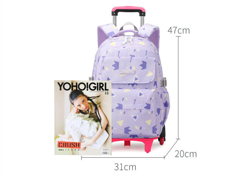 Student torby szkolne dla dziewczynek plecak na kółkach na kółkach tornister dziecko wodoodporne koła torba na wózek dziecięcy Mochilas Escolares