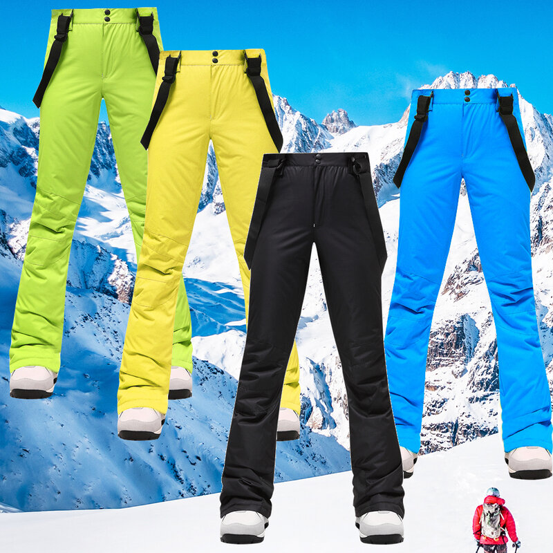 Pantalones de esquí gruesos a prueba de viento para mujer, pantalones de nieve impermeables, deportes al aire libre, snowboard, monos transpirables cálidos