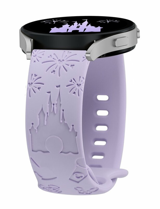 Wearlizer Castle Floral Engraved Band for Samsung Galaxy Watch 6/5/4 Silicone Cute Fancy Sport Strap for Watch 5 Pro/Active 2