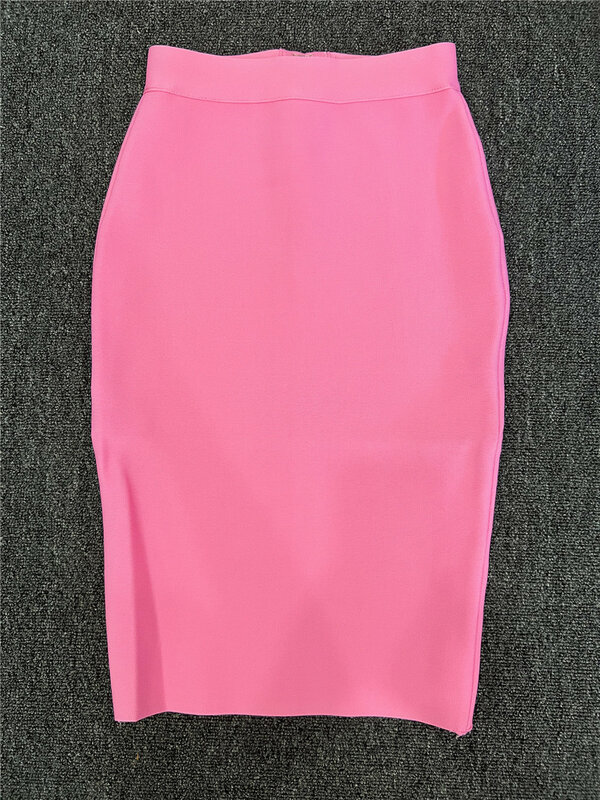 Faldas elásticas hasta la rodilla de 60CM para mujer, Falda de tubo de Color caramelo ajustada, elegante, Formal, de oficina, de negocios, XL, XXL