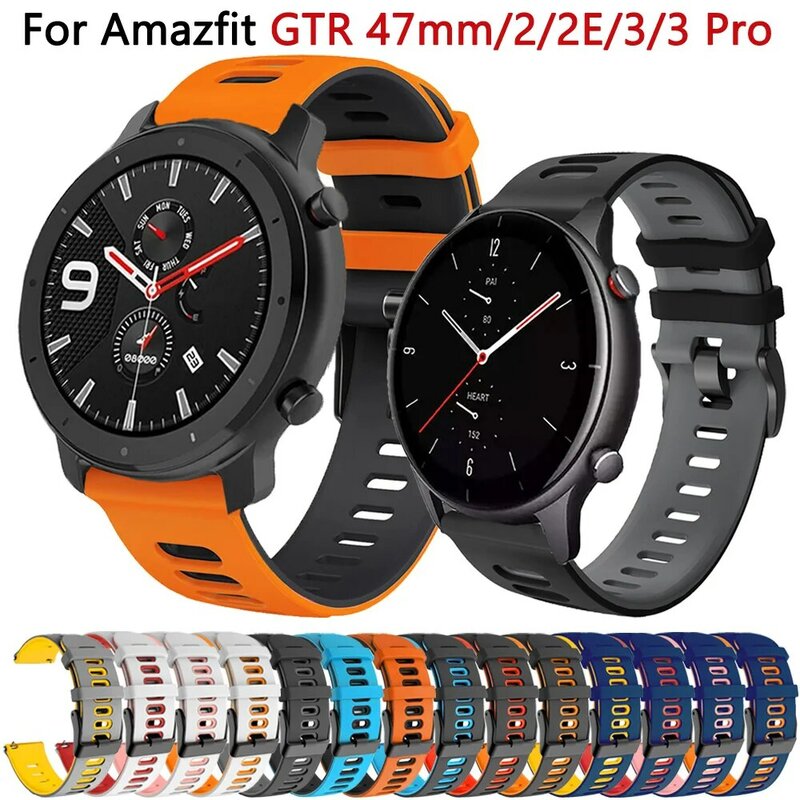 Correa de silicona para reloj Xiaomi Huami Amazfit GTR, Correa de reloj de 47mm/2/2e/Stratos 3, pulsera de 22mm para Amazfit GTR 4 3pro