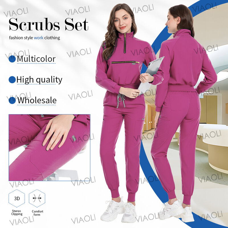 Jogging Jacket Pocket Trousers Medical Uniforms Doctor Scrub Set Nurse Accessories Surgical Uniform Women Dental Clinic Workwear