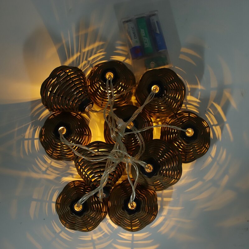 Guirxiété Lumineuse LED en Rotin, Décoration de Mariage et de Maison, 10 Pièces