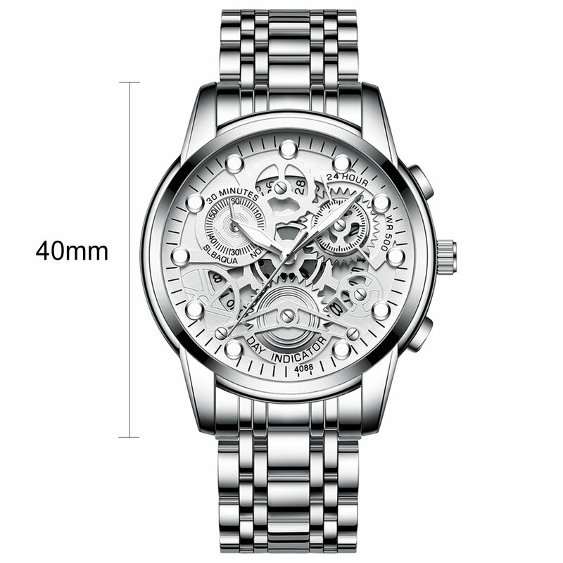 Stainless Steel Trend Quartz Watch 30m Waterproof Level Casual Wristwatches for Husband Boyfriend Birthday Gfit