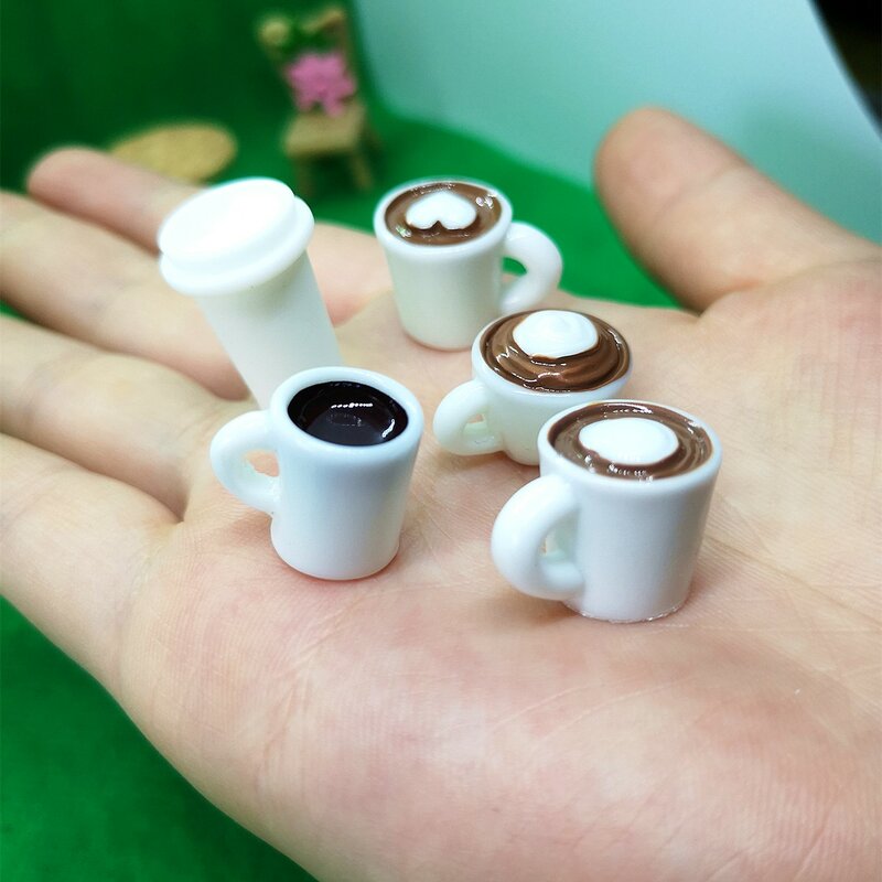 Mini taza de café en miniatura para casa de muñecas, tazas de cocina de imitación, accesorios de juguete de comida, 22x14mm, modelo a escala 1:12, 10 piezas