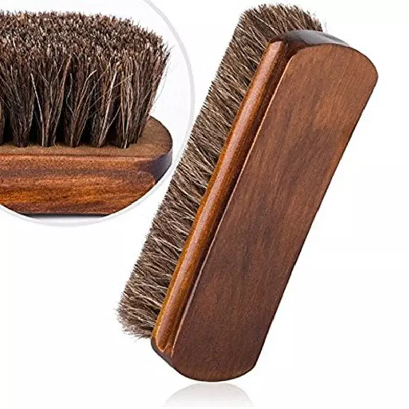 1pc ferradura sapato escova brilho escovas raspagem ferramenta com cerdas de cabelo cavalo para botas sapatos e outros cuidados de couro escova