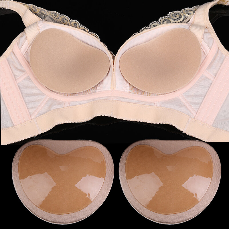 2Pcs Chest Push Up Sticky Bra Thicker Sponge Bra Pads Breast Lift Up Enhancer Silicone Removeable Inserts Swimsuit Invisible Bra
