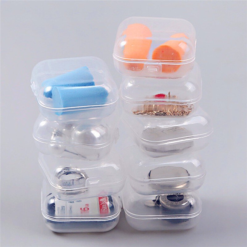 60個のミニ収納ボックス,小さな正方形の透明なプラスチック製のイヤリング,ジュエリーパッケージの保管