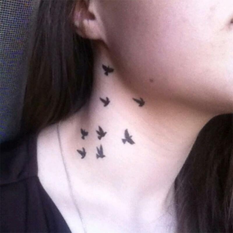 Pegatina de tatuaje temporal a prueba de agua, arte corporal, calcomanía de cintura, colorido, pájaros voladores, moda femenina