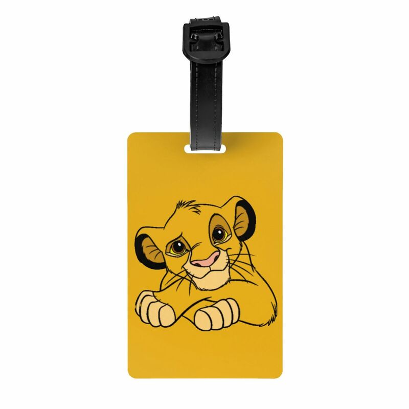 The Lion King Simba Tag bagasi Anime dengan kartu nama sampul privasi kartun Label ID untuk koper tas perjalanan
