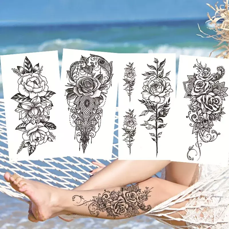 Sexy Weibliche Wasserdichte Tattoo Aufkleber Blume Rose DIY Körper Kunst Aufkleber Skizze Osten China 3D Tattoo Aufkleber Temporäre Tattoo