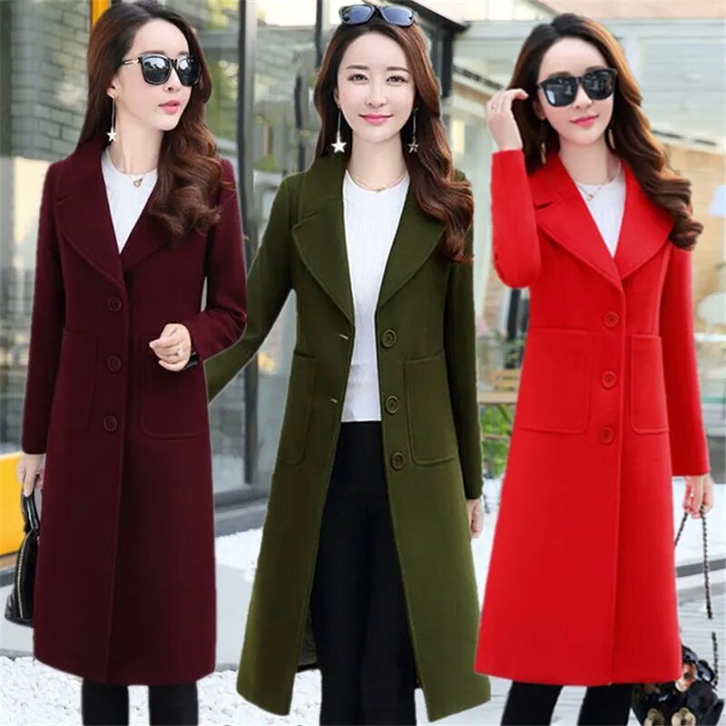 Cappotto di lana moda donna 2023 primavera e autunno nuova versione coreana cappotto caldo di lana Slim Fit ampio sopra il ginocchio di media lunghezza