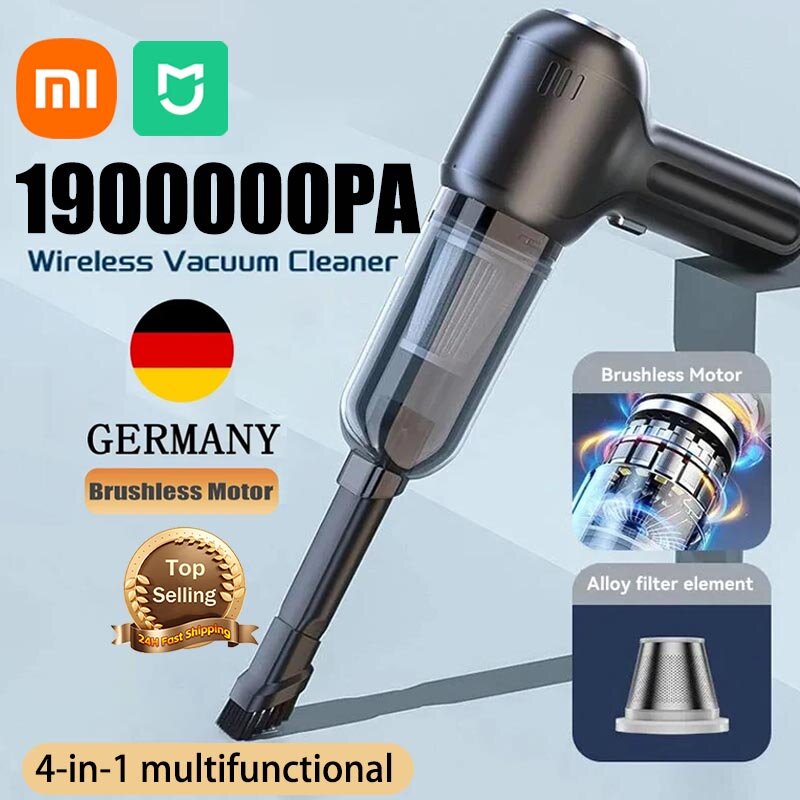 MIJIA-Aspirador de pó sem fio para carro, Máquina de limpeza portátil, sucção forte, eletrodoméstico, Xiaomi, 1900000PA