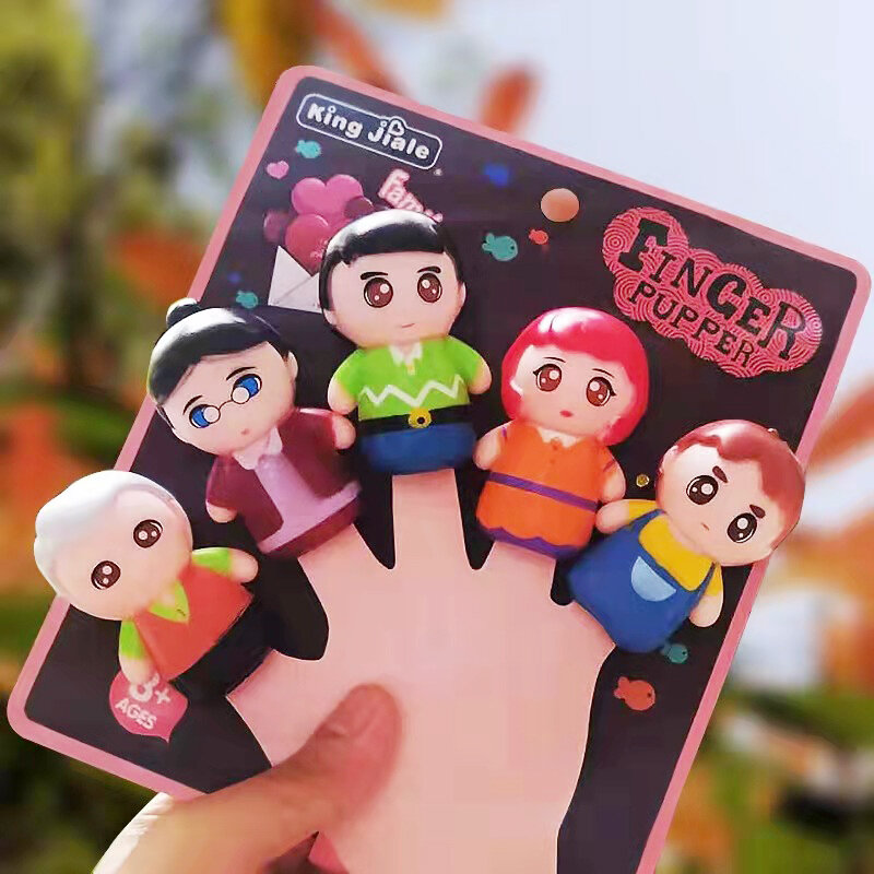 5Pcs Fun Kids Finger Hands gioco di ruolo Tell Story Doll Cute Soft Rubber Animal Finger Puppets giocattoli educativi regalo di compleanno per bambini