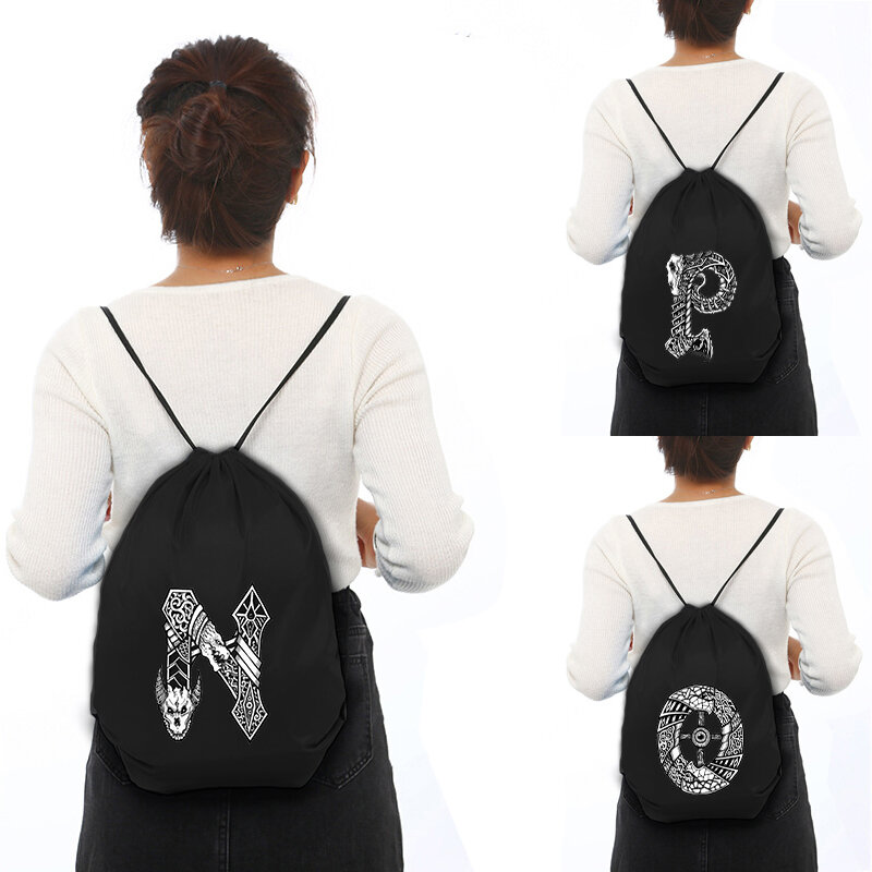 Torba ze sznurkiem kreatywny list drukowanie panie worek do przechowywania kobiety moda torby na zakupy plecak dla nastolatków Bookbag torba wodoodporna