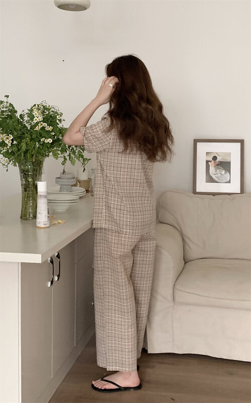 Conjunto de pijama de primavera y otoño para mujer, ropa de dormir cómoda, 2 piezas