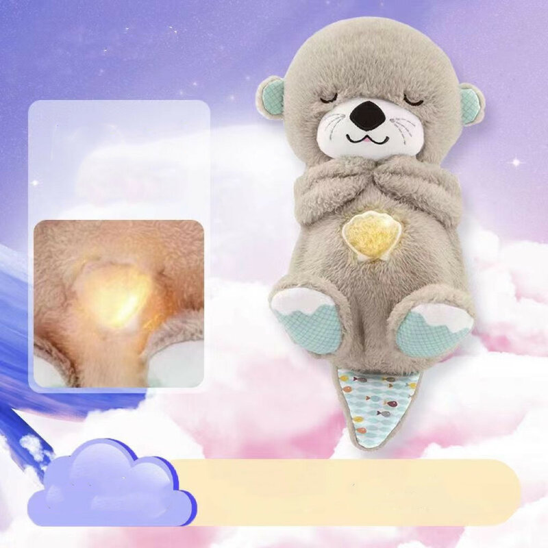 Muñeco de peluche de oso transpirable para bebé, caja de música calmante, nutria, elefante, música relajante, sueño, sonido ligero, muñeca de educación temprana