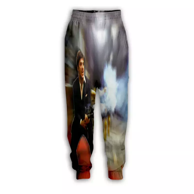 Celana olahraga motif 3D Scarface, celana joging, celana lurus, celana olahraga kasual H01 untuk pria dan wanita
