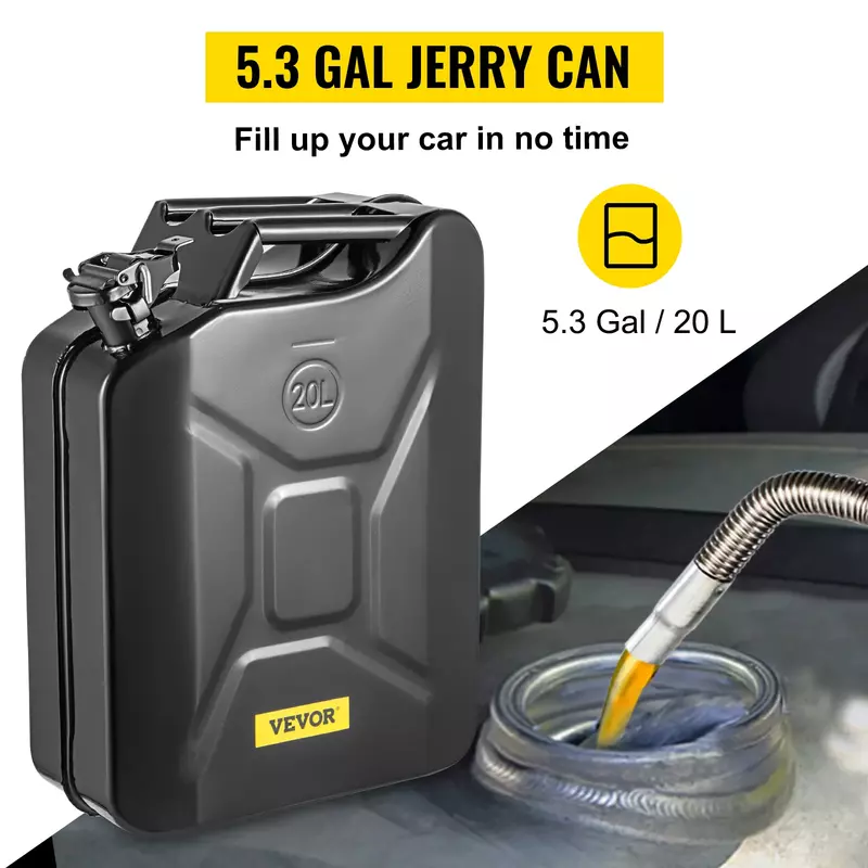 VEVOR Jerry tangki bensin portabel, bahan bakar Gas dapat tahan karat & tahan panas 1/2 buah 20 L untuk peralatan pengisian bahan bakar truk mobil