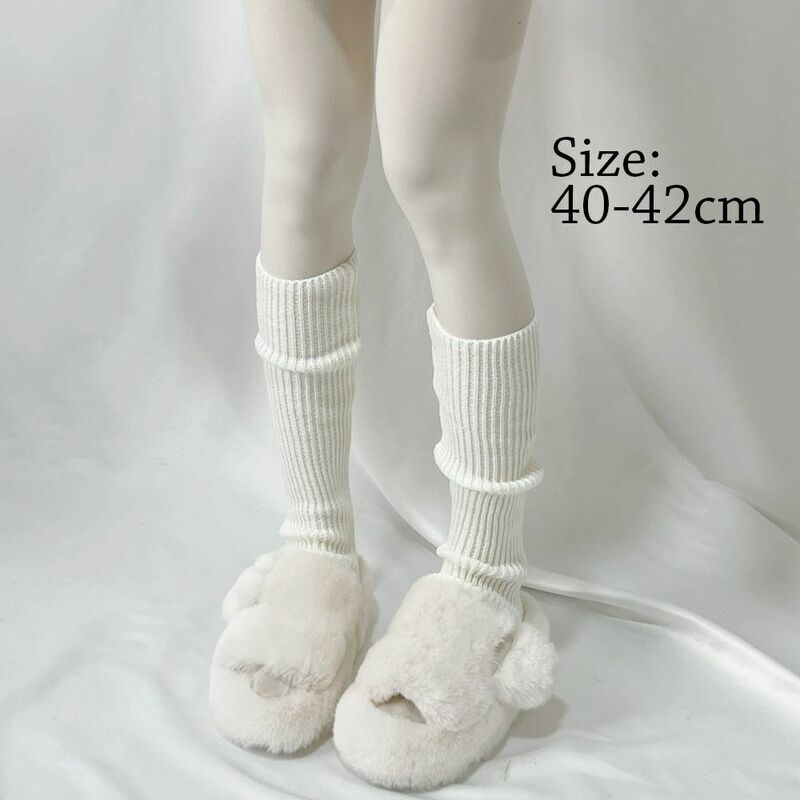1 Pair Warm Knitted Socks Leggings Gaiters Winter Leg Warmers Leggings Knee High Socks Long Footless Socks