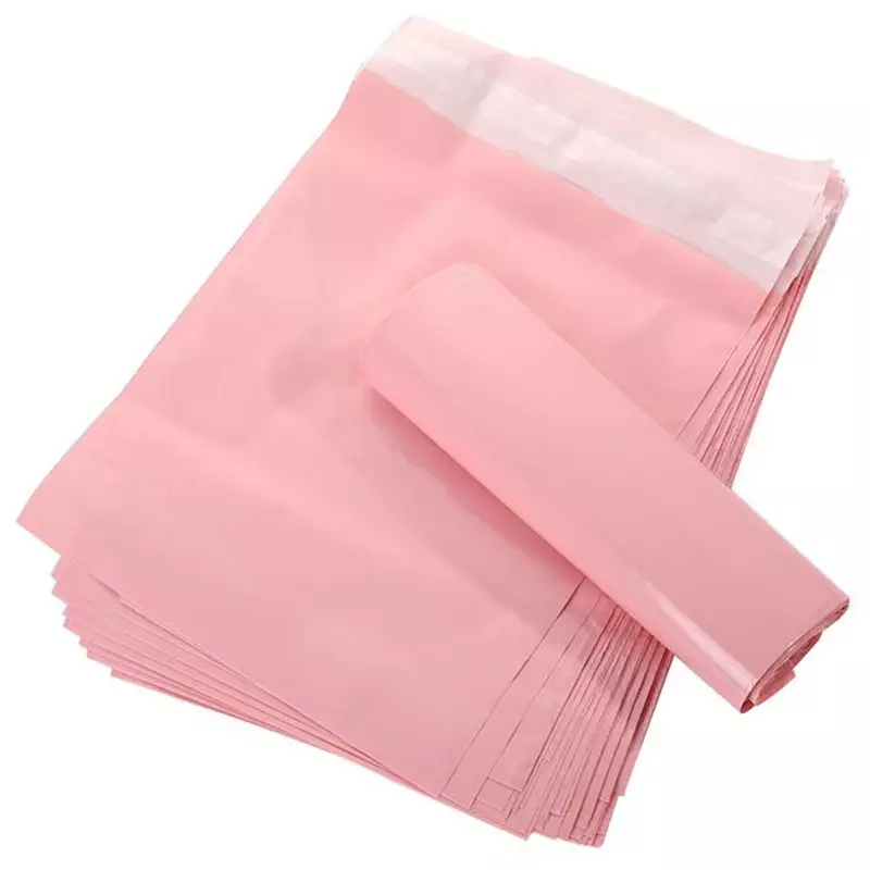 100ชิ้น/ล็อตสีชมพูใสสำหรับจัดส่งถุงบรรจุถุงหนาถุงเก็บของกระเป๋ากันน้ำวัสดุ PE จดหมายไปรษณีย์
