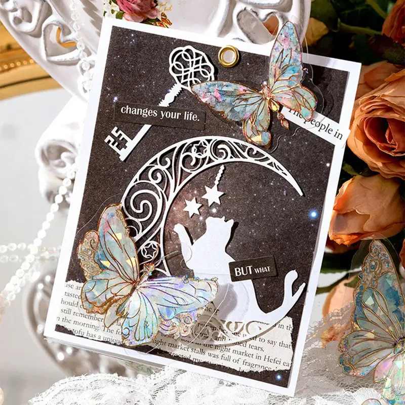 Stiker dekorasi kupu-kupu, 20 buah 11 gaya stiker dekorasi buku tempel mainan tanaman dekorasi Album foto DIY stiker alat tulis