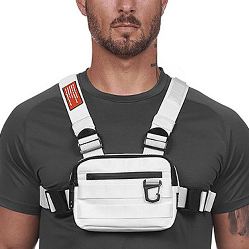 Mens Gym Chest Bag Rig Hip-Hop Casual Function Style Chest Bag Small Outdoor Tactical Vest Streetwear Male Pouching Storage Bag