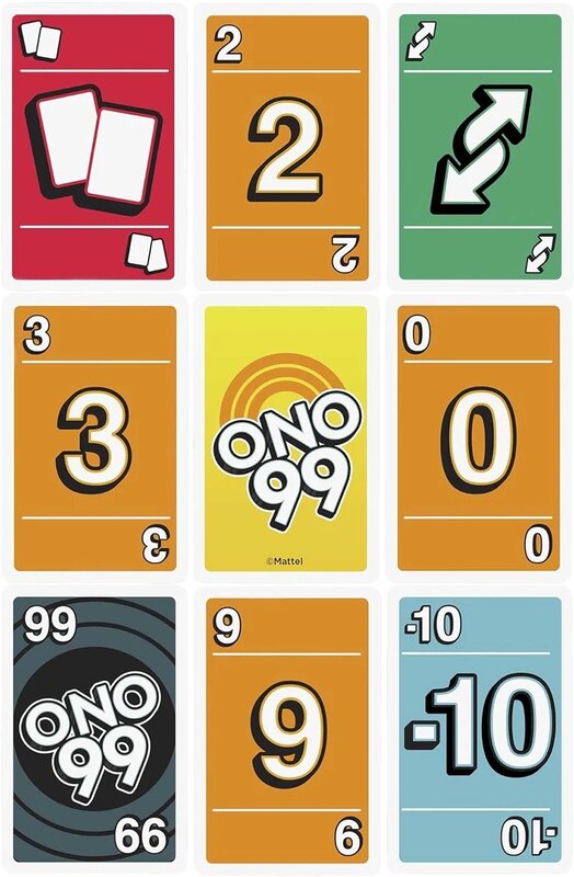 Permainan kartu ONO 99 permainan untuk anak-anak & keluarga, 2 hingga 6 pemain, menambahkan nomor, untuk usia 7 tahun ke atas