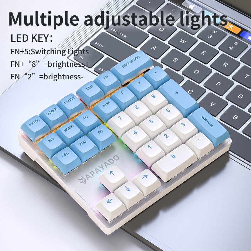 Kabel gebundene mechanische 33-Tasten-Zifferntastatur mit mehrfarbiger Lichterwelle, geeignet für Finanzen, Business-Tastatur Laptop-Tastatur