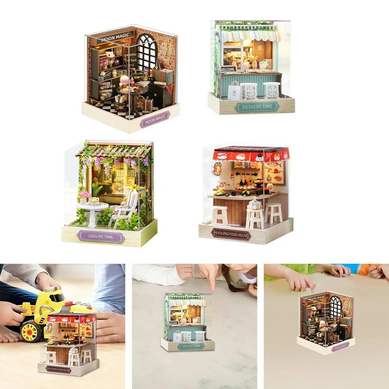 Miniature House DIY Mini Dollhouse Built in LED Light for Family Mother