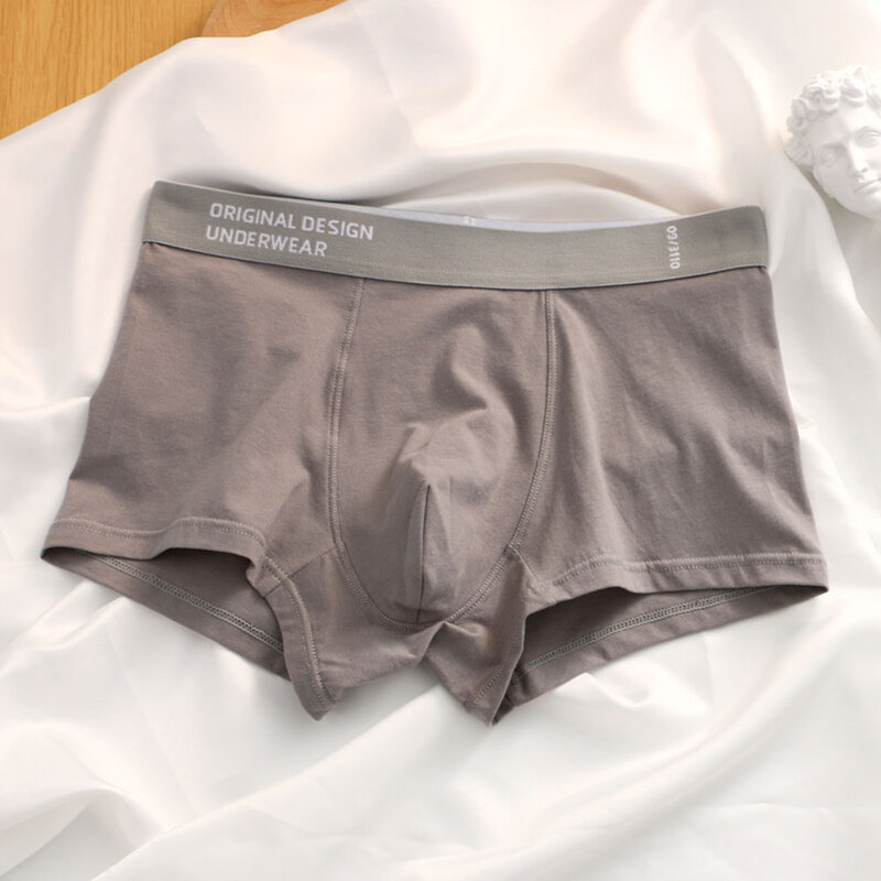 Mens Sexy Loose Cotton Middle Rise Seamless Underwear Boxer Briefs Underpants Panties Slim Fit Solid Plus Size Men Briefs Shorts