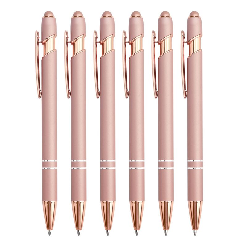6Pcs Rose Gold Ballpoint Pens Push Action Business Office Signature Pens School Stationery Writing Instruments
