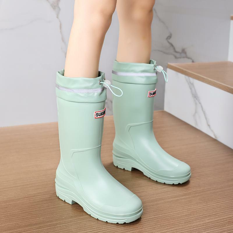 Botas de chuva de tubo curto TPE para mulheres, botas de chuva versáteis, antiderrapantes, moda Chelsea