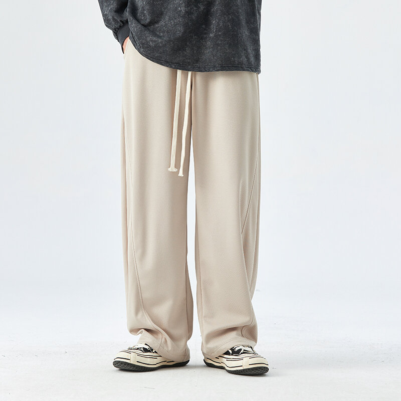 Pantalon droit polyvalent pour hommes, tendance de la mode décontractée, printemps et automne, document solide américains, nouveau