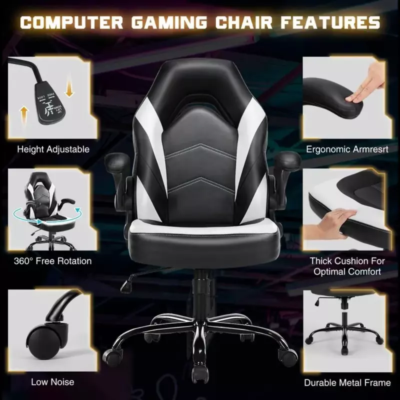 Ergonomiczne krzesło biurko krzesła ergonomiczne krzesło biurowe wysokim oparciem krzesło komputerowe ze skórą PU i podłokietnikiem