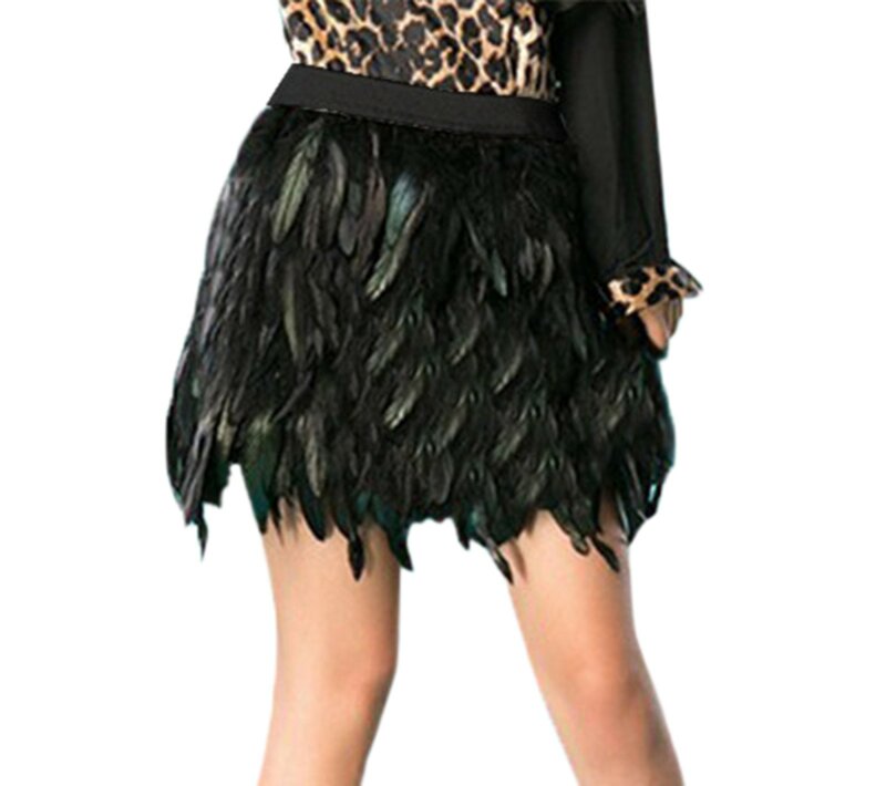 Costumi di piume da donna elastico in vita alta minigonna Sexy di strada nuova gonna da sera di colore sfumato nero viola Plus Size