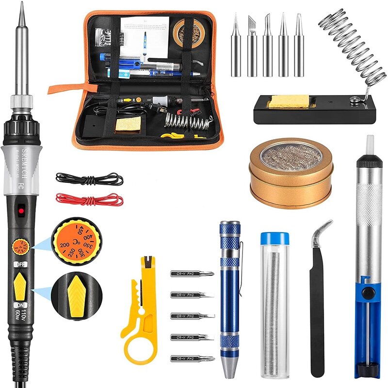 납땜 다리미 키트 열 연필 용접 도구, 플럭스 페이스트 납땜 와이어 팁 클리너, 트위저 수리 도구, 60W, 110V, 220V, 2023 신제품