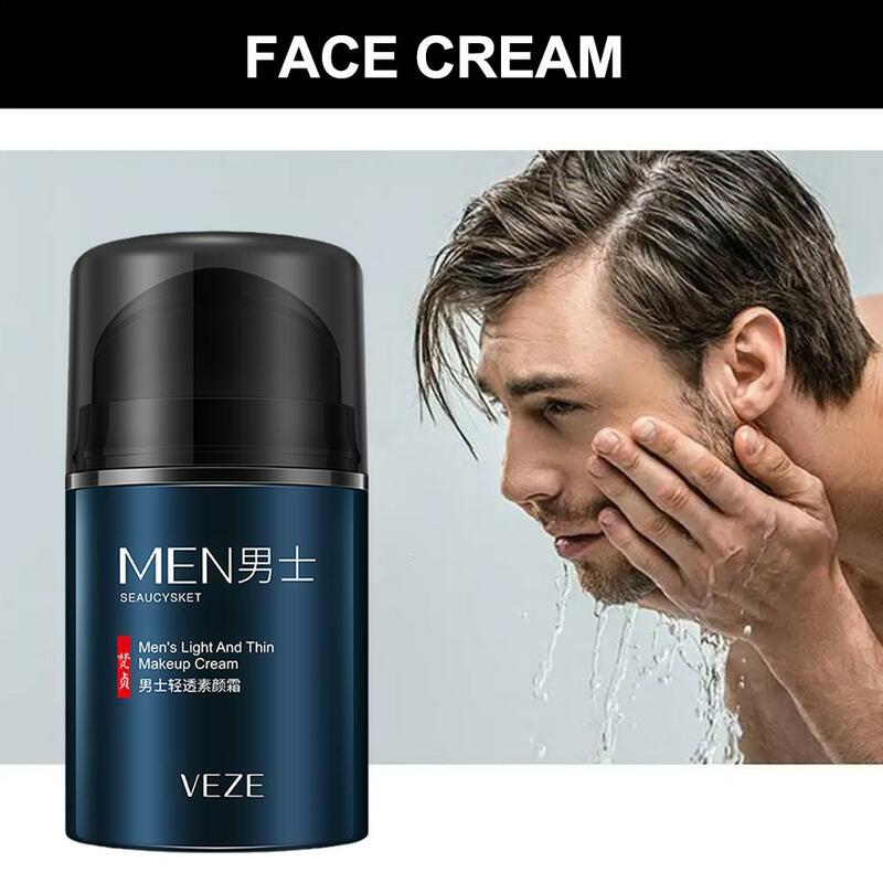 Creme facial de maquiagem leve para homens, hidratante hidratante clareador, cuidado diário da pele, removedor de manchas escuras, tratamento de bolsas oculares 50g