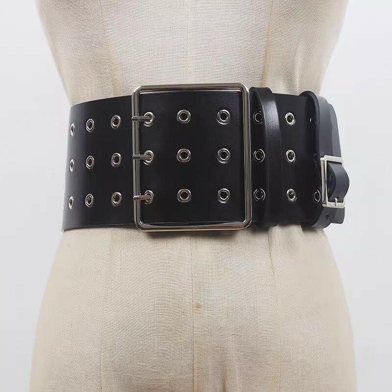 Ceinture large en cuir véritable pour femmes, ceintures de smoking rivetées, corsets habnommée pour femmes, ceinture décorative pour l'environnement, mode de piste, R1791