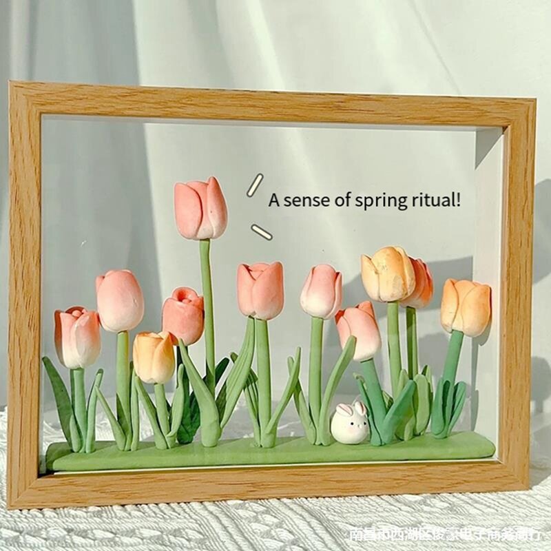 Veilleuse tulipe bricolage, cadre photo, lampe de chevet, ornements, lumière pour chambre à coucher, lampe de table, durable, cadeaux d'anniversaire