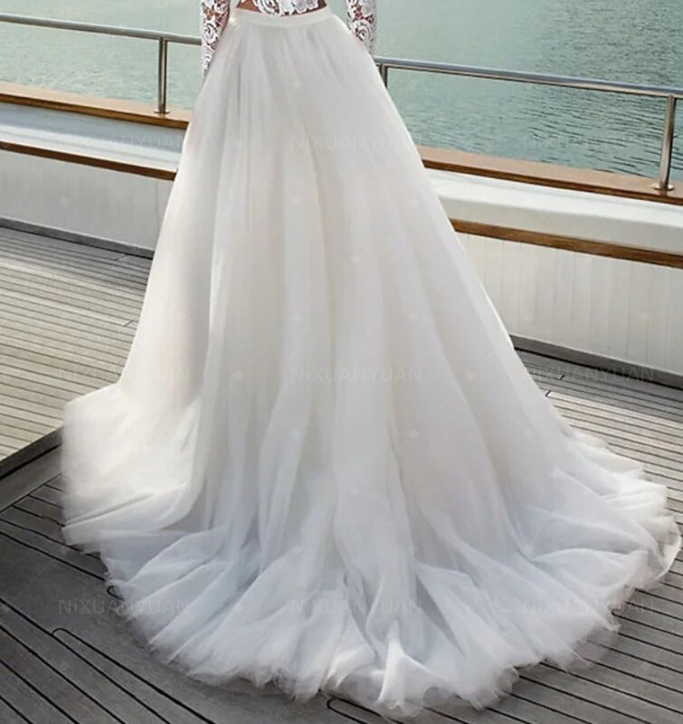 Съемное свадебное платье со шлейфом, 3-слойный Тюль со съемным шлейфом, Свадебный нарукавник, съемная юбка